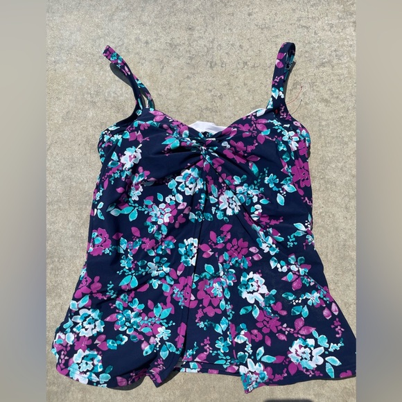 Lands End Floral Tankini Top, Size 10 - Picture 1 of 5